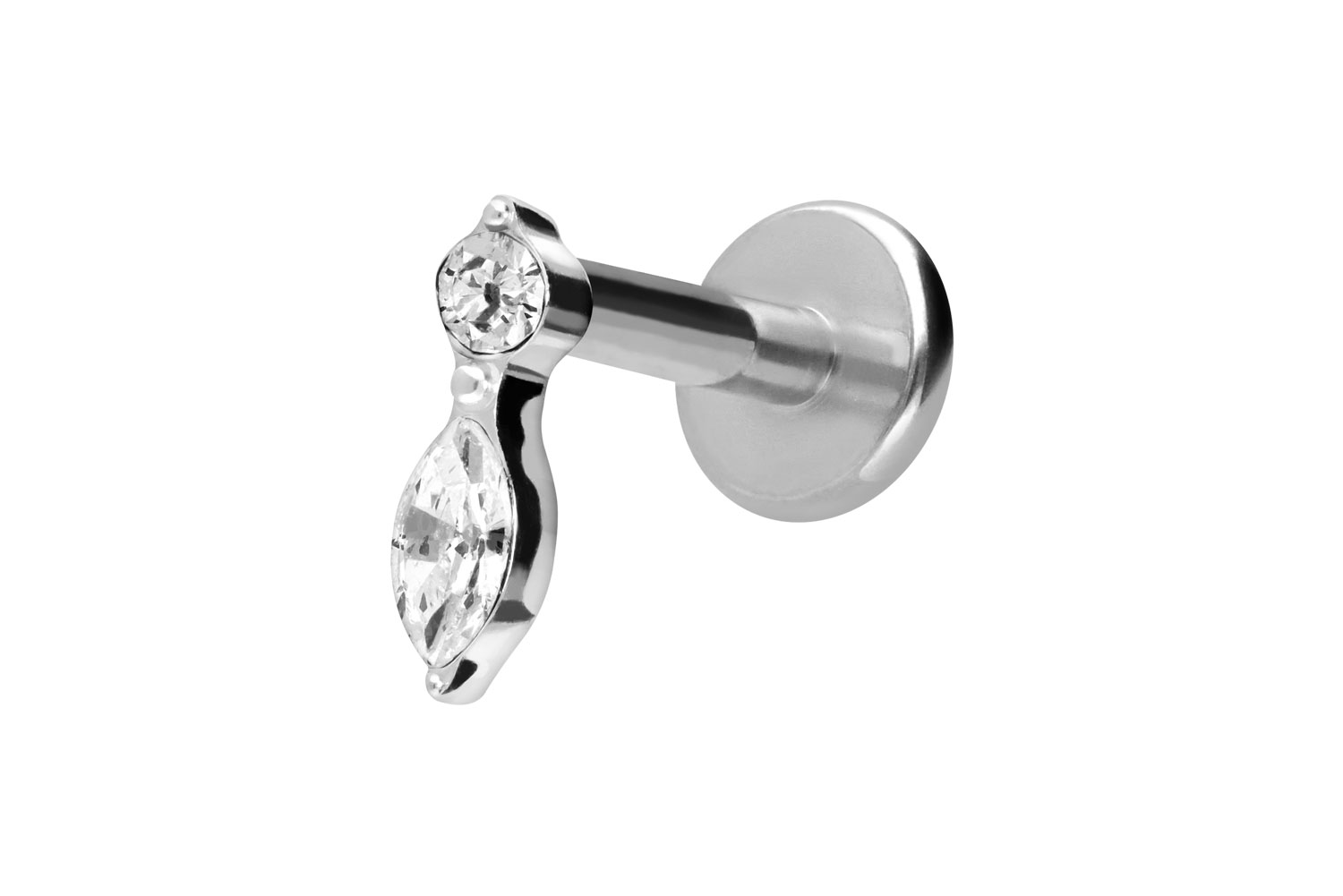 Titan Labret Piercing mit Innengewinde KRISTALLBLATT